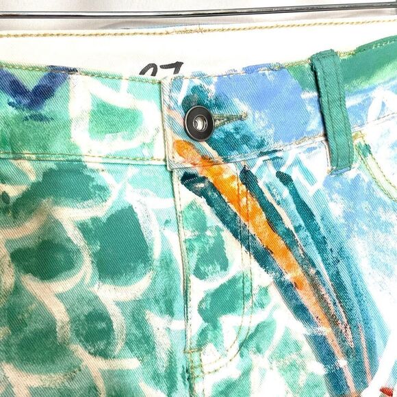 Anthropologie hand painted denim skirt 27 - Picture 3 of 8